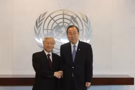 Party General Secretary Nguyen Phu Trong and Secretary General Ban Ki-moon (Photo: VNA)