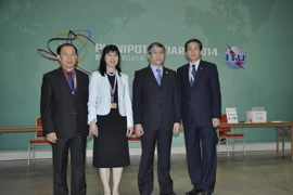 Members of the Vietnamese delegation at the closing ceremony (Source: VNA)