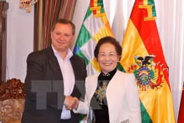 Vice President Nguyen Thi Doan met Bolivian Vice President Alvaro Garcia Linera. (Photo: VNA)