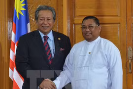 Malaysian Foreign Minister Anifah Aman (L) met his Myanmar counterpart U Wunna Maung Lwin. (Photo: AFP/VNA)