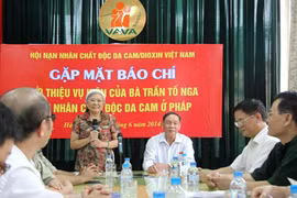 Tran Thi To Nga (standing) at a meeting at the VAVA headquarters in Hanoi in 2014 (Photo: hanoimoi.com.vn)