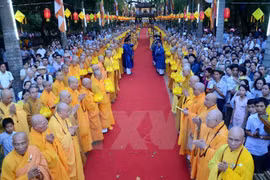 A Buddha procession ritual from the Dieu De pagoda to the Tu Dam pagoda in central Hue city (Photo: VNA) 