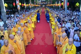 A Buddha procession ritual from the Dieu De pagoda to the Tu Dam pagoda in central Hue city (Photo: VNA) 