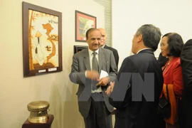 The map of Vietnam made of rice grains is on display at the 2015 Francophonie Week in Pakistan. (Photo: VNA)