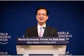 Prime Minister Nguyen Tan Dung delivers a speech at the World Economic Forum. Photo: VNA 