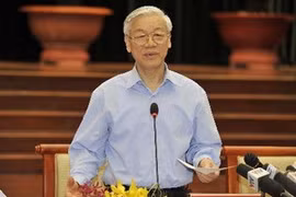 Party General Secretary Nguyen Phu Trong addresses the meeting. Photo: VNA