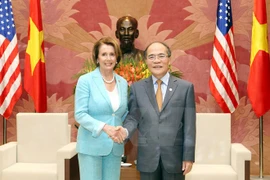 National Assembly Chairman Nguyen Sinh Hung (R) and Minority Leader of the US House of Representatives Nancy Pelosi (Photo: VNA)