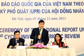 Director General of the Foreign Ministry’s Department of International Organisations Hoang Chi Trung address the event. Photo: VNA