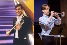  Italian trumpet players Francesco Manco (L) and Kajetan Puczko will perform in the “A Night of Italian Music” concert held at the HCM City Opera House on November 17. (Photo courtesy of HBSO) 