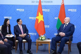 Prime Minister Pham Minh Chinh (left) meets Belarus President Aleksander Lukashenko in Kazan city of Russia on October 24. (Photo: VNA)