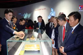 Nguyen Dynasty documents being displayed in Hanoi
