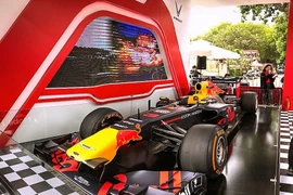 Formula One racing car on display in Hanoi