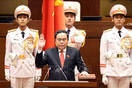 NA Chairman Tran Thanh Man at the swear-in ceremony. (Photo: VNA)