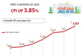 CPI in first 9 months of 2020 up 3.85%