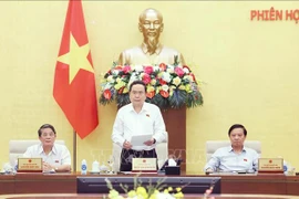 NA Chairman Tran Thanh Man speaks at the end of the 34th session of NA Standing Committee. (Photo: VNA)