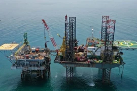 The Pertamina Hulu Energi (PHE) Offshore North West Java (ONWJ) oil and gas rig is pictured on April 2, 2023, in the waters off Indramayu, West Java. (Photo: Antara) 