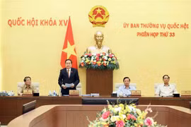 Permanent NA Vice Chairman Tran Thanh Man speaks at the end of the 33rd session of the NA Standing Committee. (Photo: VNA)