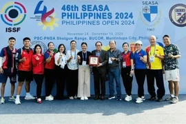 The Vietnamese delegation at the 46th Southeast Asian Shooting Association (SEASA) Shooting Championship on December 6 in Muntinlupa city, the Philippines. (Photo: Vietnam Sports Team)