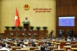 The 15th National Assembly (NA) on November 29 afternoon passes the revised Law on Public Investment with 441 out of 448 deputies voting in favour. (Photo: VNA)