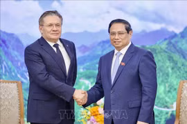 Prime Minister Pham Minh Chinh (right) and Director General of Russia's Rosatom State Atomiс Energy Corporation A.E.Likhachev (Photo: VNA)