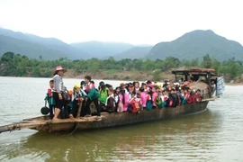 Floods cause great disruption for children travelling to school