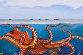 Mural paintings convey message of safeguarding sea