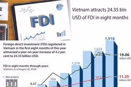 Vietnam attracts 24.35 bln USD of FDI in eight months