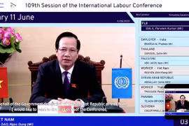 Minister of Labour, Invalids and Social Affairs Dao Ngoc Dung addresses the 109th session of the International Labour Conference (Photo: VietnamPlus)