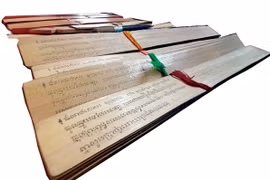 Unique writing on “Buong” leaves of Khmer people