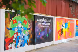 Murals on Hanoi street encourage public to join hands in COVID-19 fight