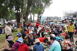 Central Highlanders wrap Tet cake to send to flood-hit victims in central region