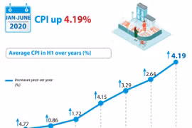 CPI up 4.19 percent in first half 