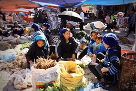 A vivid market of Ha Nhi people in mountainous Y Ty commune