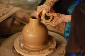 Shades of clay in Huong Canh ancient pottery village in Vinh Phuc