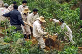 MAG staff conduct bomb and mine clearance activities in Quang Binh (Photo: VNA)