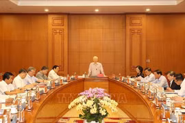 Party General Secretary Nguyen Phu Trong speaks at a meeting of the standing board of the Central Steering Committee on Prevention and Control of Corruption and Negative Phenomena. (Photo: VNA)