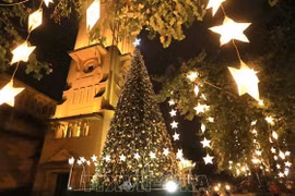 Churches in Hanoi in colourful decorations for Christmas