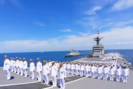 Thailand: Naval officers on HTMS Chakri Naruebet offer blessings to King 