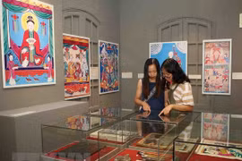 Vietnamese folk paintings displayed in Thang Long Citadel