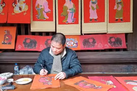 Folk painting genres displayed at Temple of Literature