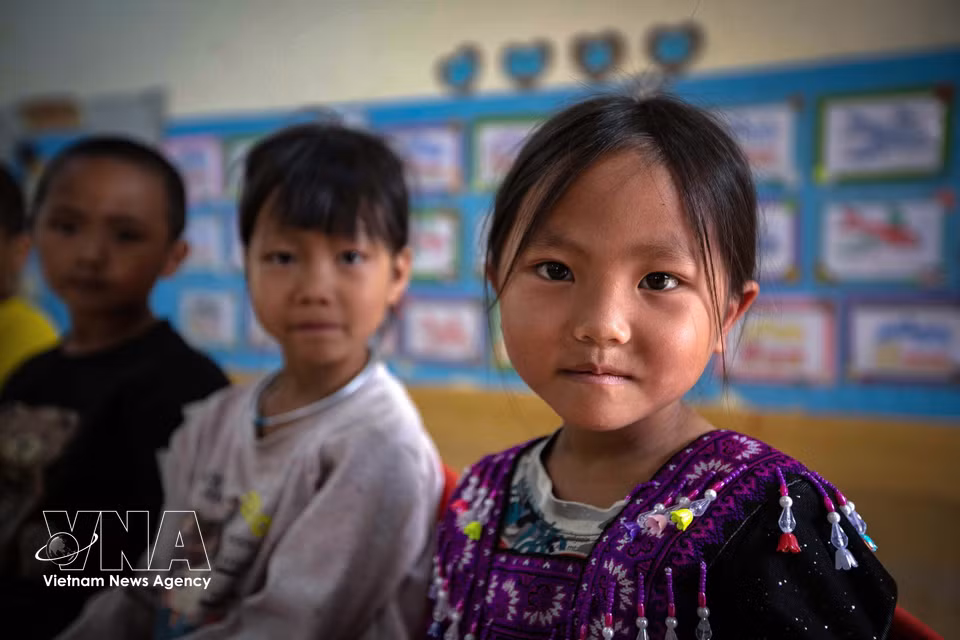 Five-year-old kindergarten children at Lang Sang Kindergarten. (Photo: VNA)