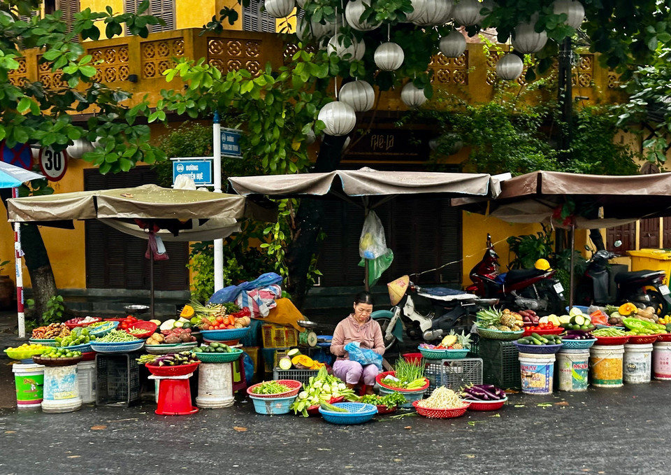A market corner with a variety of fresh vegetables and produce on sale in Hoi An ancient town. (Photo: VNA)