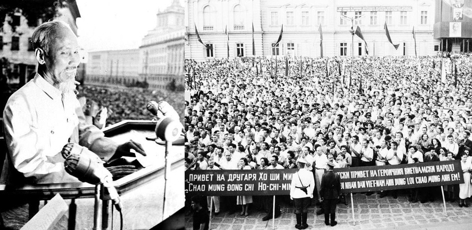 President Ho Chi Minh speaks at a rally welcoming his official friendly visit to Bulgaria, August 13, 1957 - a milestone in the history of bilateral ties. (Photo: VNA)