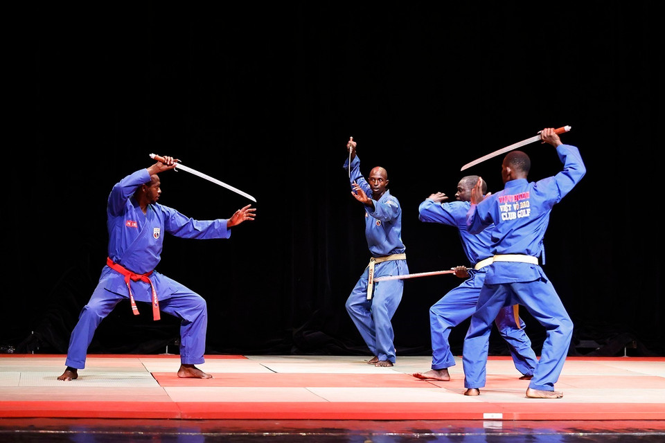 Performance by martial artists of the Senegal Vovinam Federation. (Photo: VNA)