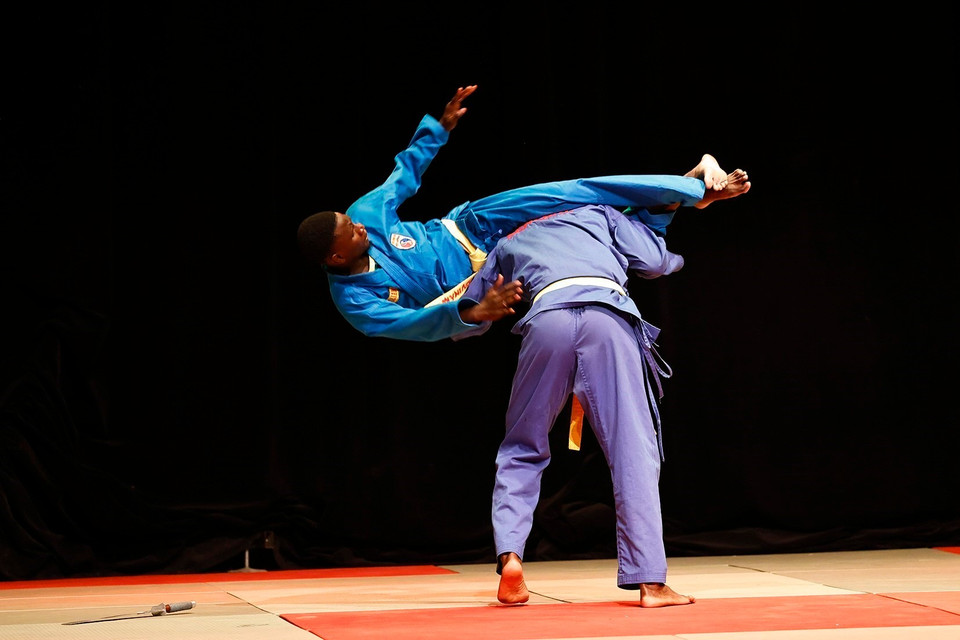 Performance by martial artists of the Senegal Vovinam Federation. (Photo: VNA)