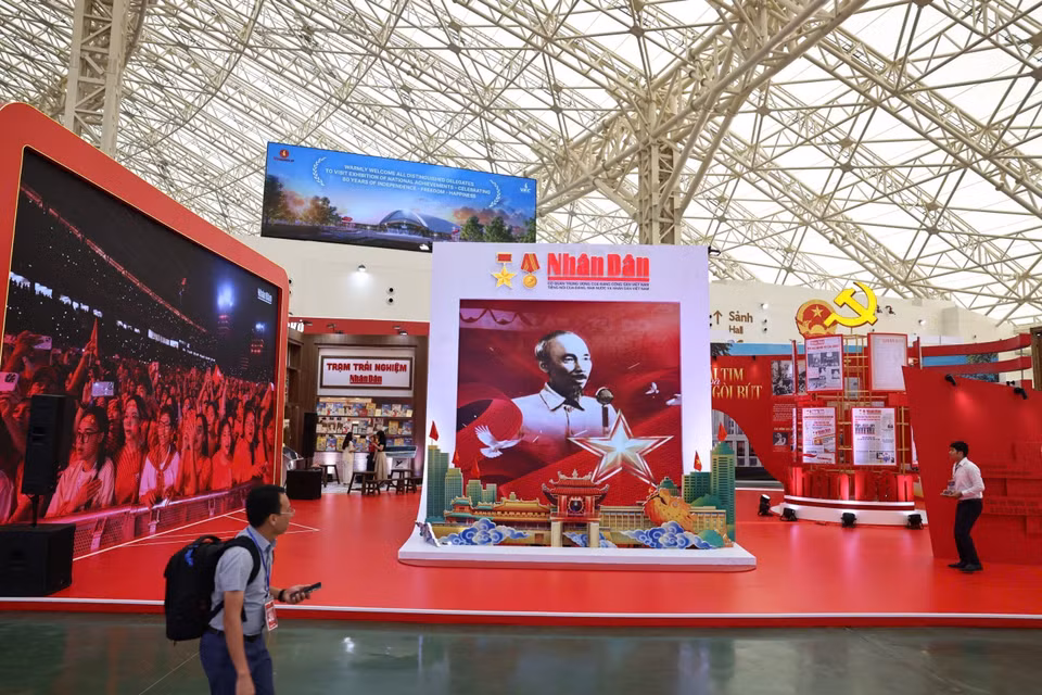 Nhan Dan newspaper booth at the exhibition. (Photo: VNA)