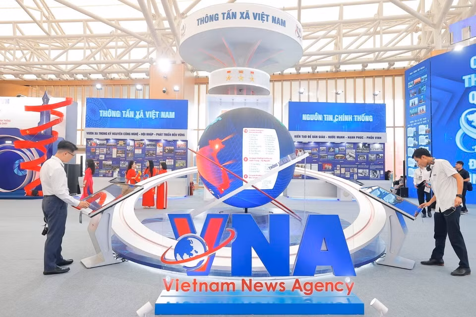 Vietnam News Agency (VNA) booth at the exhibition. (Photo: VNA)