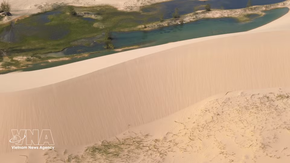 Gusts of wind lift and shape the sand into graceful, wave-like patterns. (Photo: VNA)