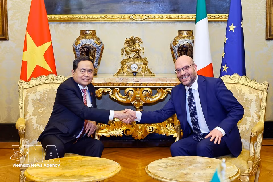 NA Chairman Tran Thanh Man holds talks with President of the Italian Chamber of Deputies Lorenzo Fontana. (Photo: VNA)