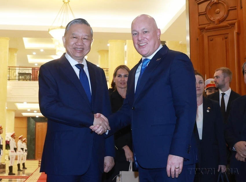Party General Secretary To Lam receives New Zealand Prime Minister Christopher Luxon on official visit to Vietnam and attending the 2nd ASEAN Future Forum (Hanoi, February 26, 2025). (Photo: VNA)